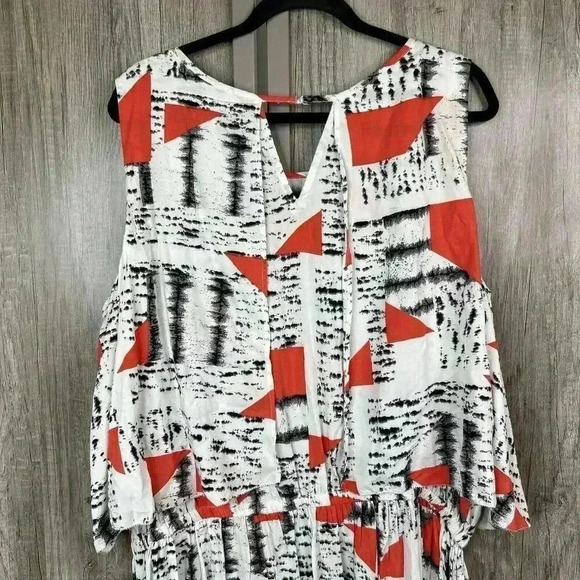 eShakti Dress 2X Midi Sleeveless White Red Flowy 22W - Picture 8 of 10